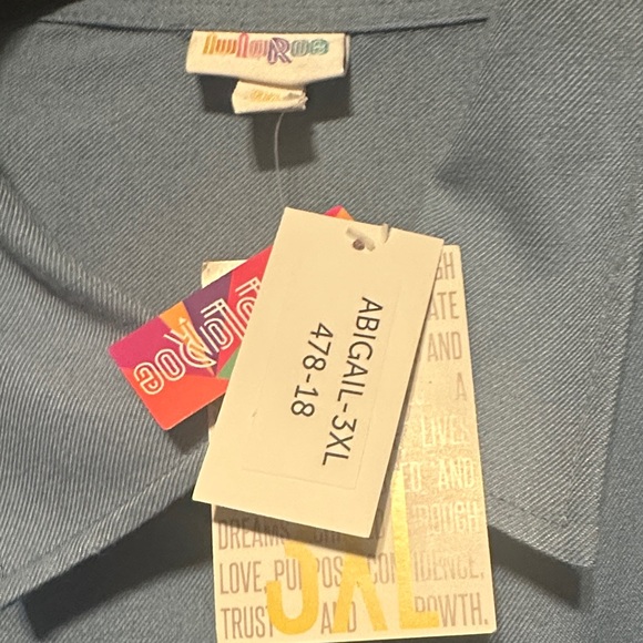 LuLaRoe Casual Blue Button Down Abigail Shirt - Picture 3 of 7